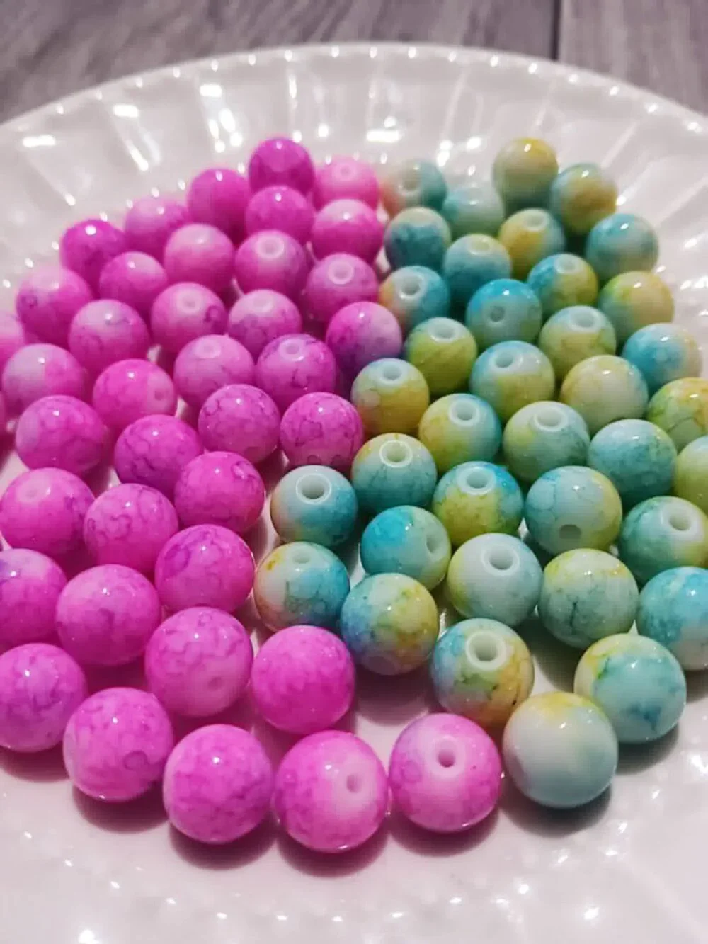 10mm Marble Style Glass Beads